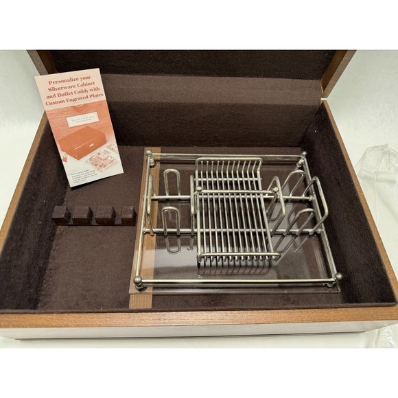 Vintage Large Wooden Silverware Chest Storage Case With Removable Utensil Caddy - Picture 5 of 10